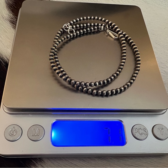 ❤️ 16” 3mm Desert Pearls Native Made Navajo Sterling Silver Made In USA Necklace - Picture 7 of 8